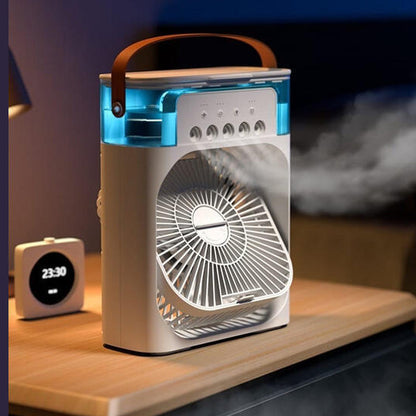 Ventilador de Aire Frío con Pulverizadores de Agua y Luz RGB