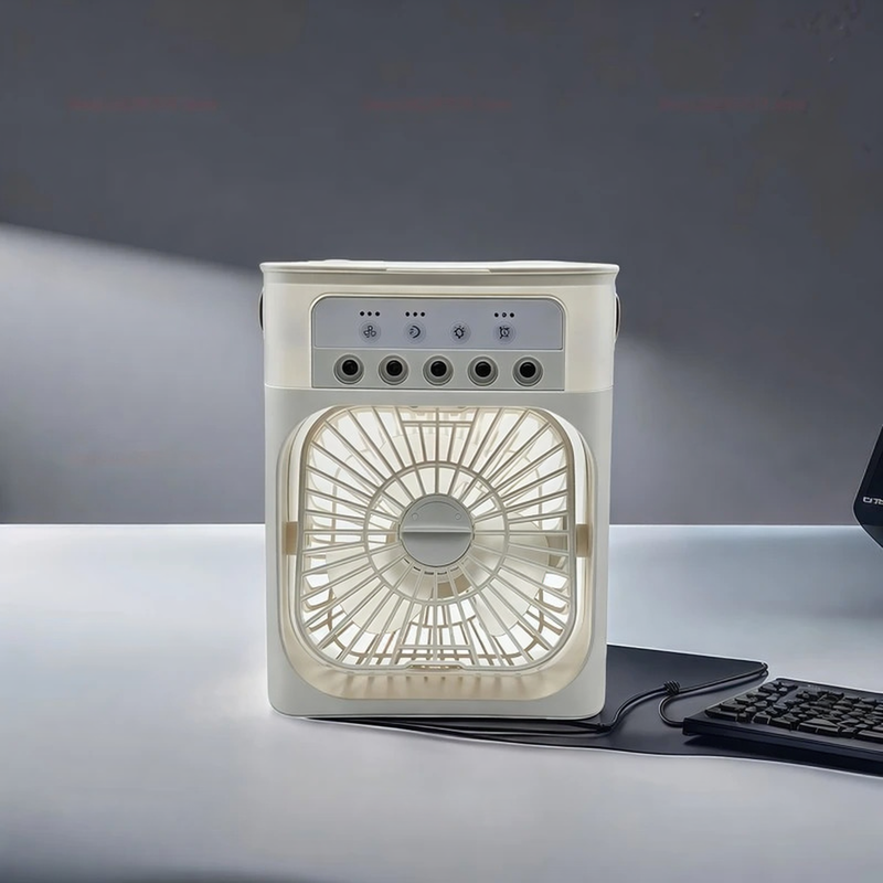 Ventilador de Aire Frío con Pulverizadores de Agua y Luz RGB
